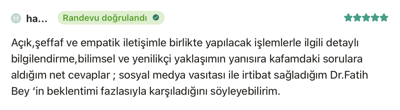 Patient evaluation for Dr. Mehmet Fatih Toptanci