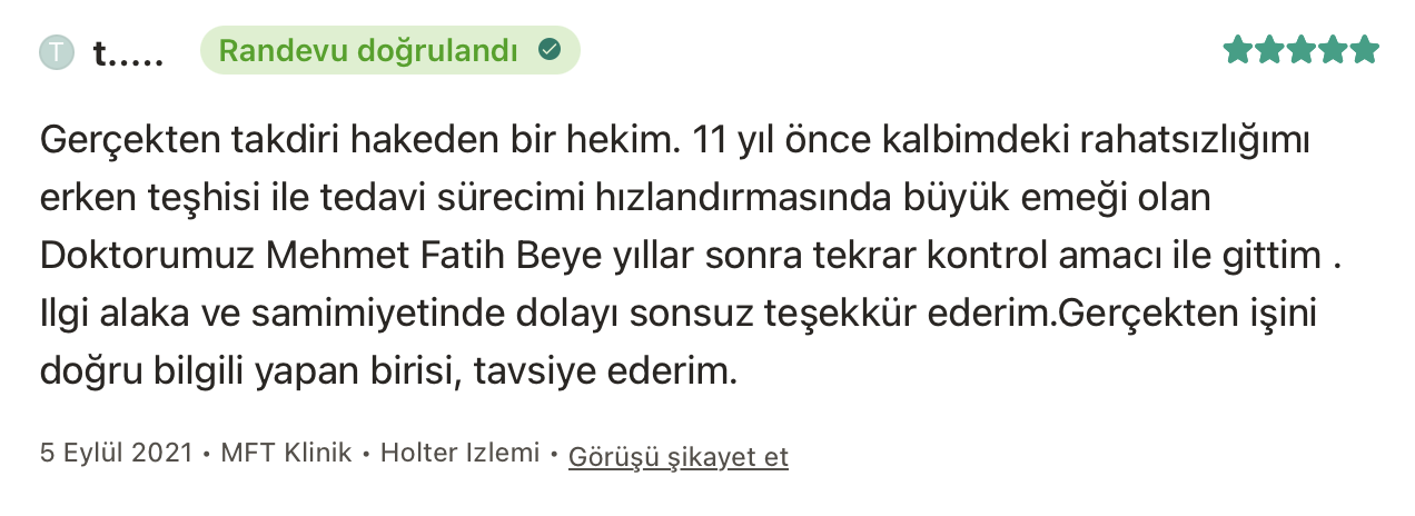 Patient evaluation for Dr. Mehmet Fatih Toptanci
