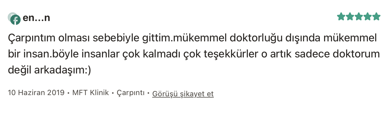 Patient evaluation for Dr. Mehmet Fatih Toptanci